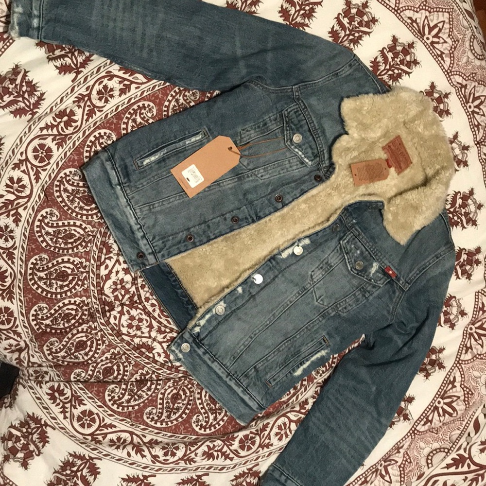Lucky Brand Sherpa Denim Trucker Jacket